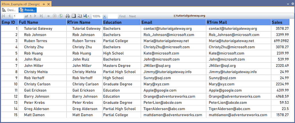 SSRS RTrim Function to remove trailing empty spaces preview