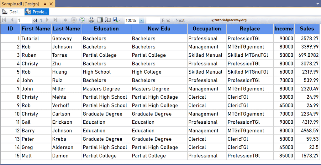 SSRS Replace Function to replace a string or character preview