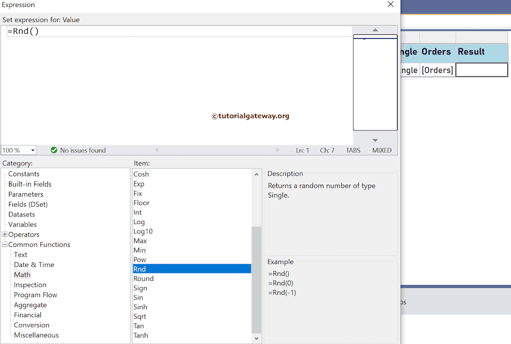 Rnd Function expression to generate random numbers