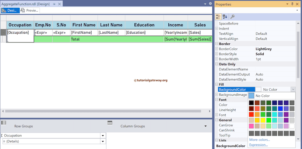 Expression to change color