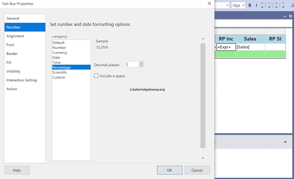 Change the Textbox number property to percentage