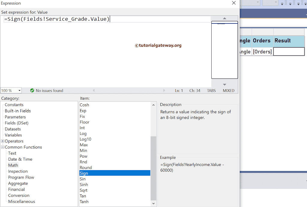 Sign Function expression