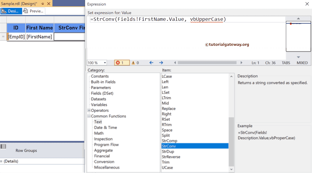 StrConv Function for string conversion