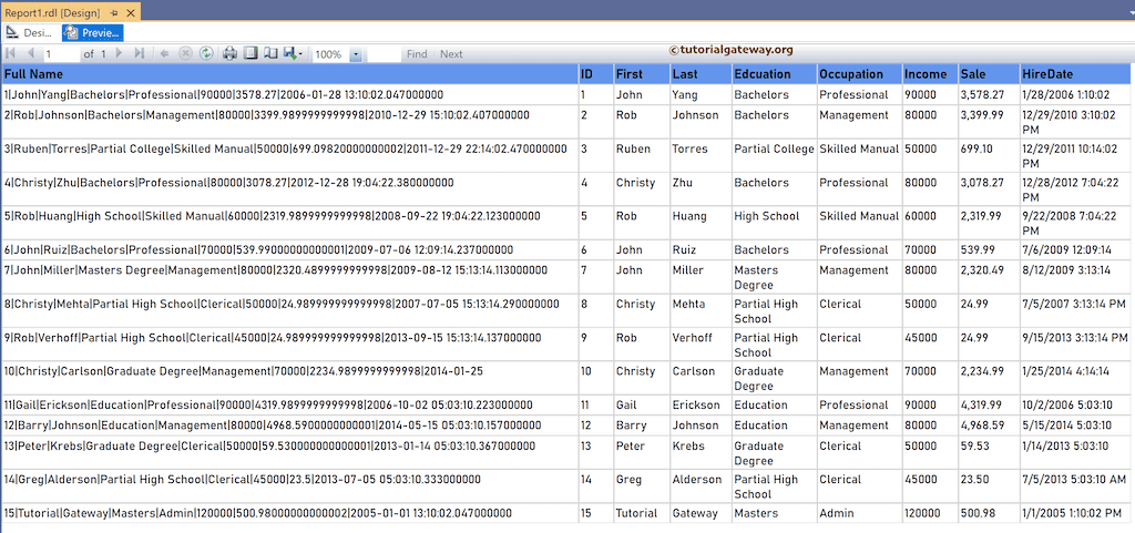 SSRS String Split Function using delimiter preview