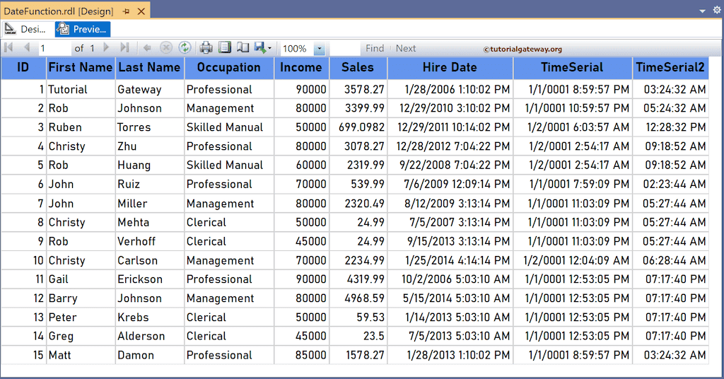 SSRS TimeSerial Function to build Time from Hour, Minute, ad Seconds information preview