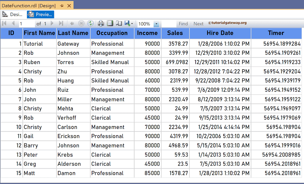 SSRS Timer Function to elapse seconds from midnight preview