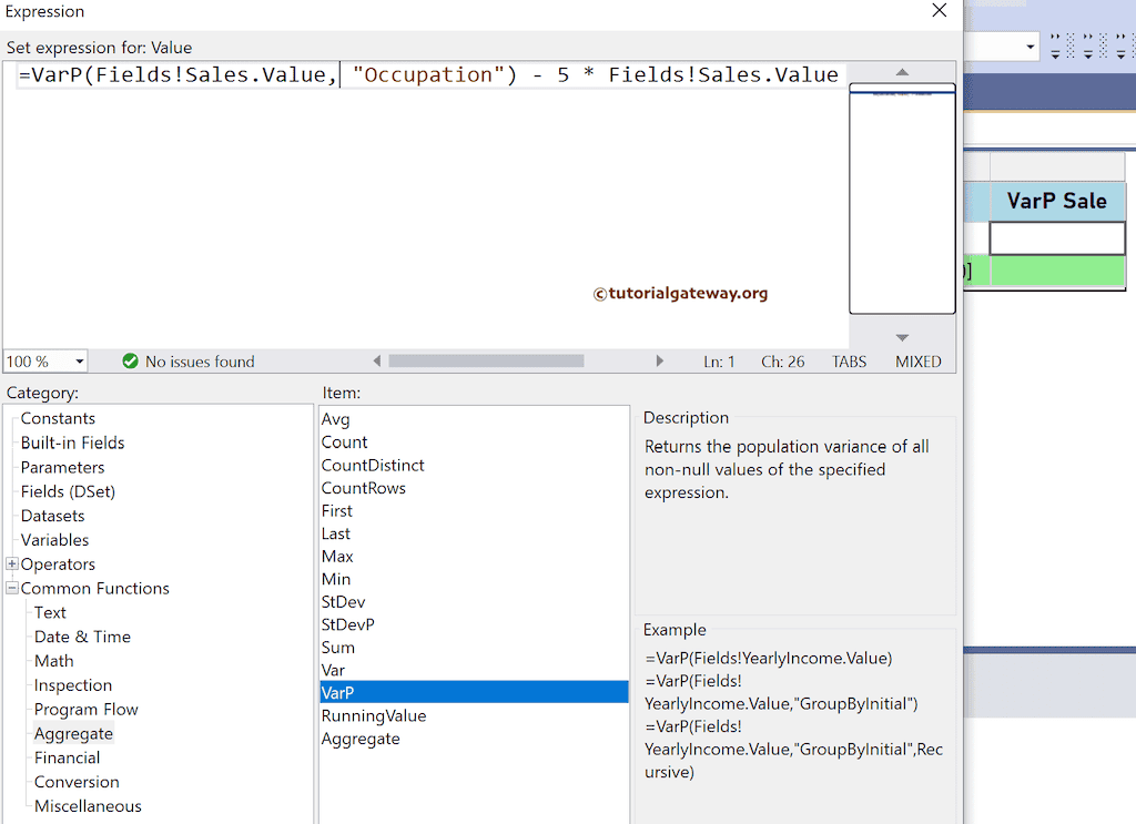 Complex expression for population Variance in a group or scope