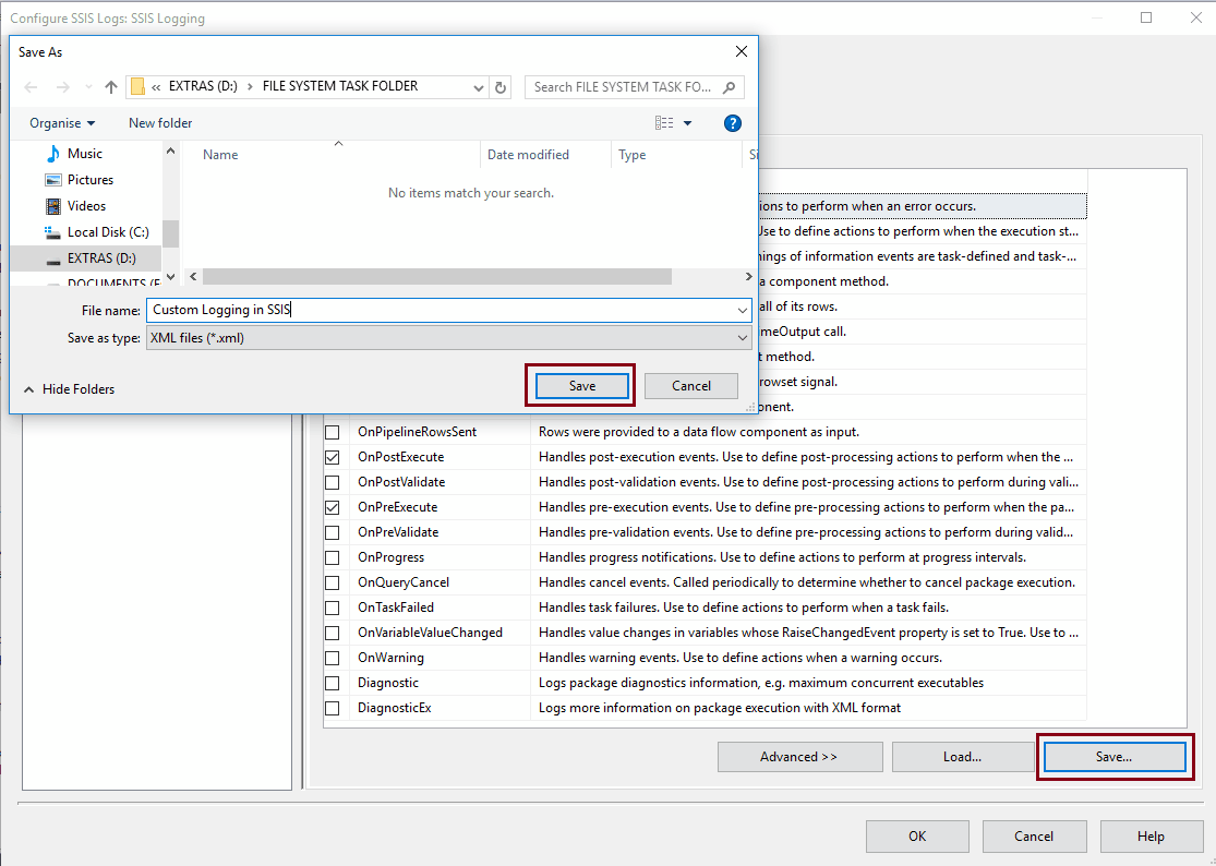 Save Logging Configuration Settings