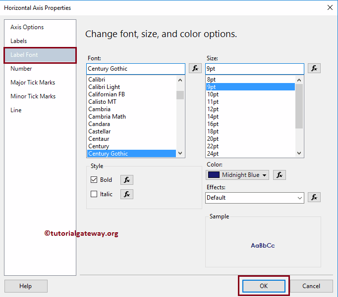 Format Scatter Plot Horizontal Axis Fonts