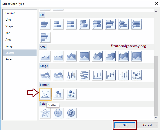 Select Scatter Chart Type