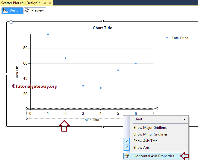 format Scatter Plot axis properties