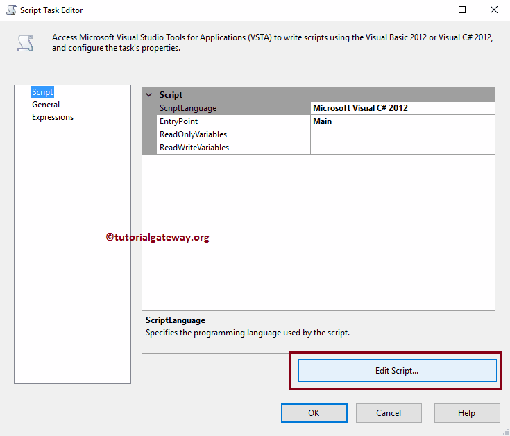 Script Task Editor 17