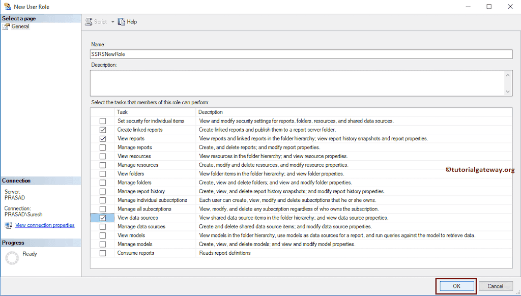 New User Role Security Options