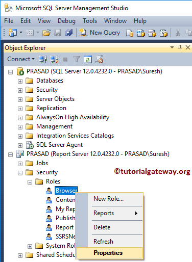 Change User Role Security in SSRS