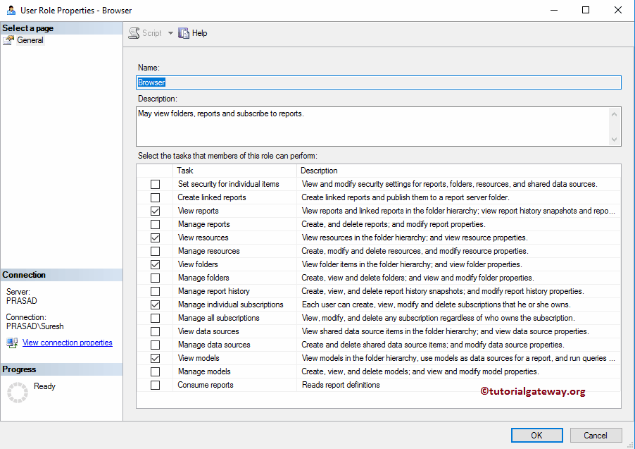 User Role Security properties