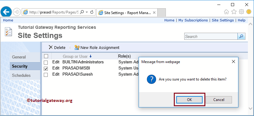 Delete Top Level User Security in SSRS