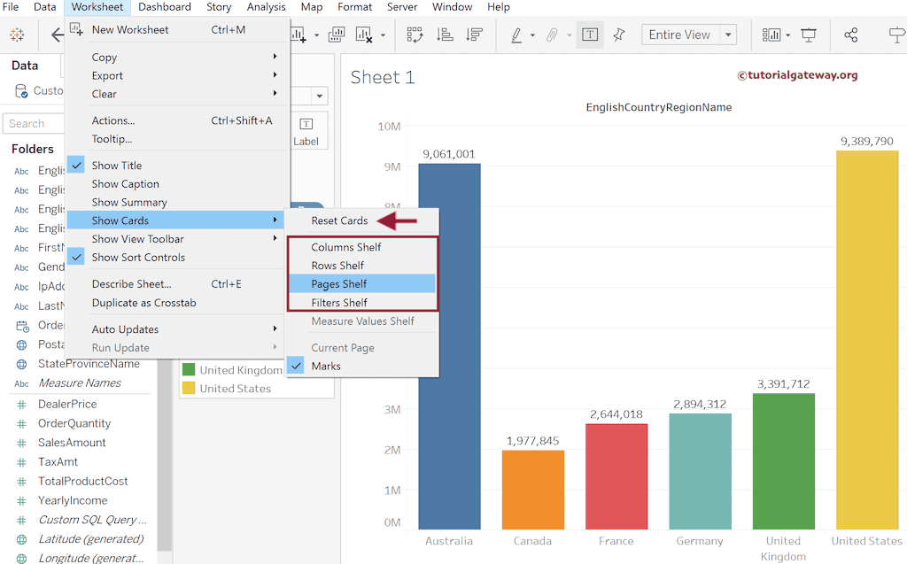 Show or Hide Rows and Columns Cards and Shelfs