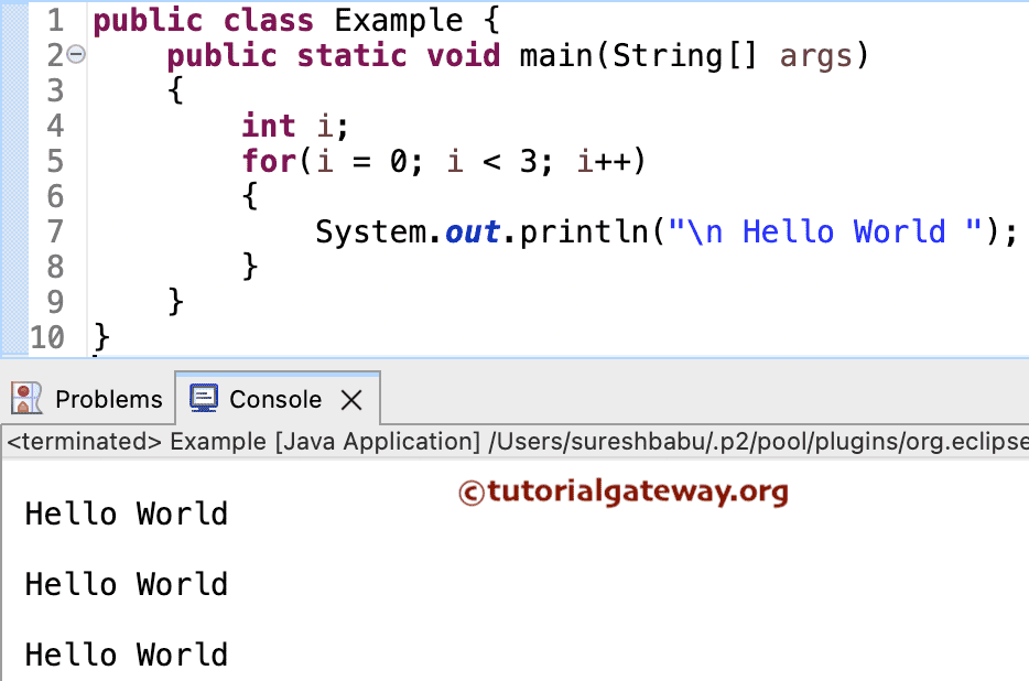 Print Hello World multiple times using for loop