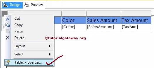 Tablix Properties 1