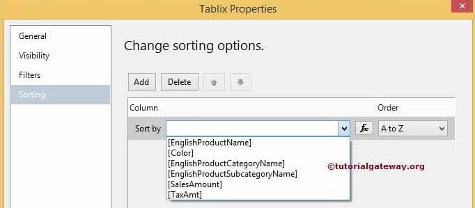 Select the Sort By Column 3