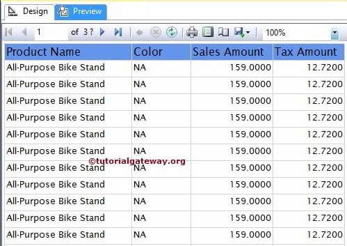 Sorting Table Report Preview 5