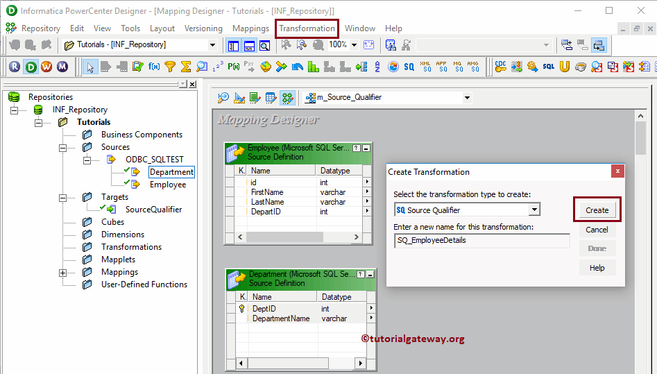 Source Qualifier Transformation in Informatica 10