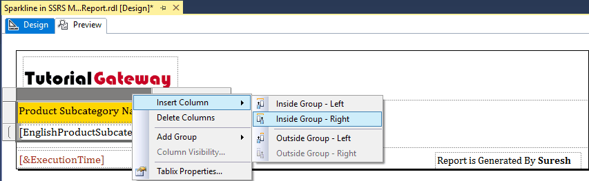 Remove Sparkline from Matrix