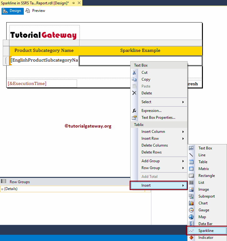 Insert into a Table Report