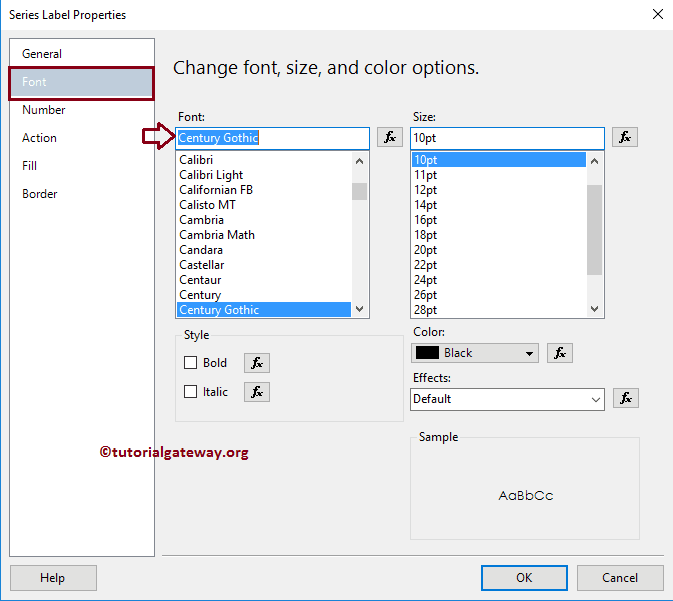 Change Stacked Bar Chart Series Font