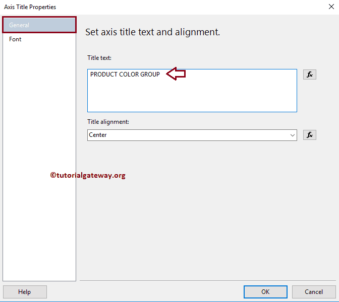 Stacked Bar Chart Axis Title properties