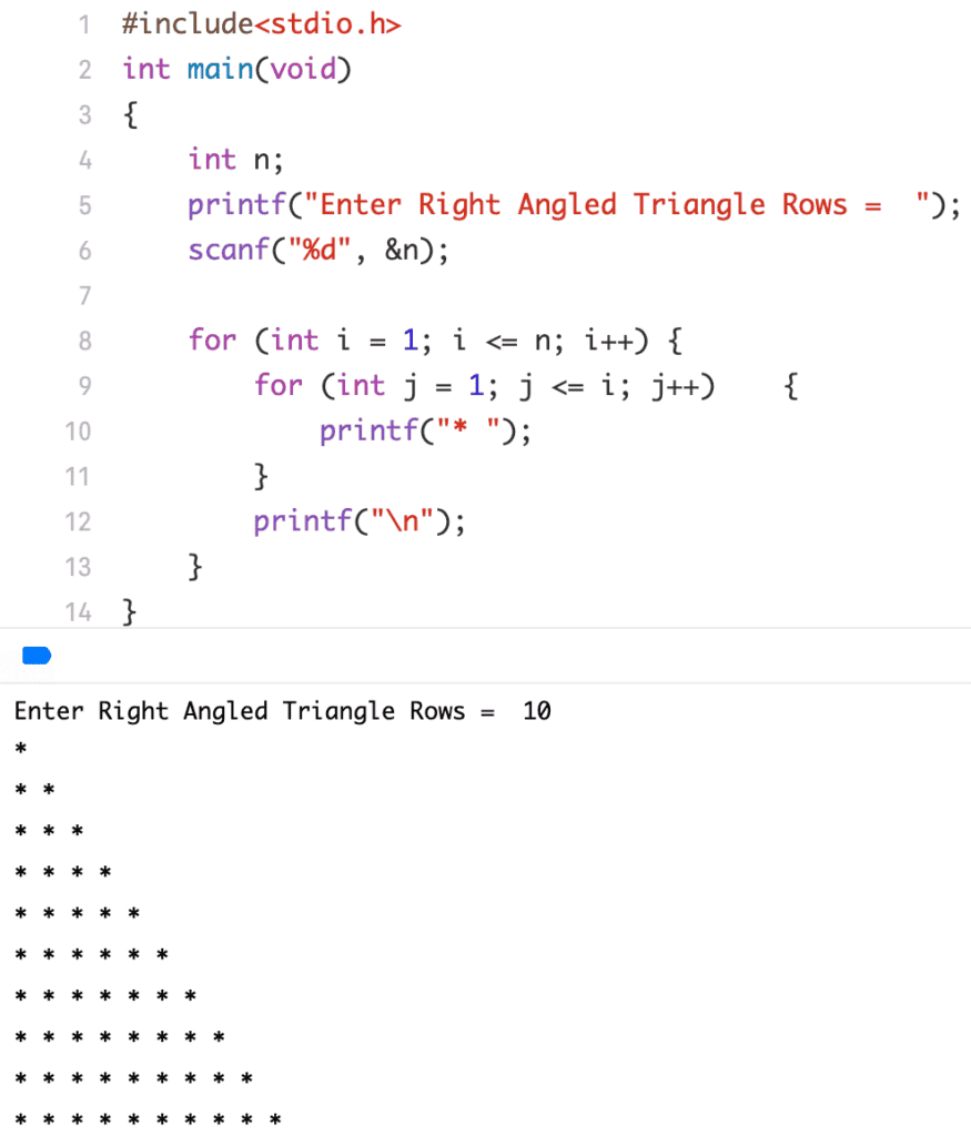 Star Pattern Programs in C