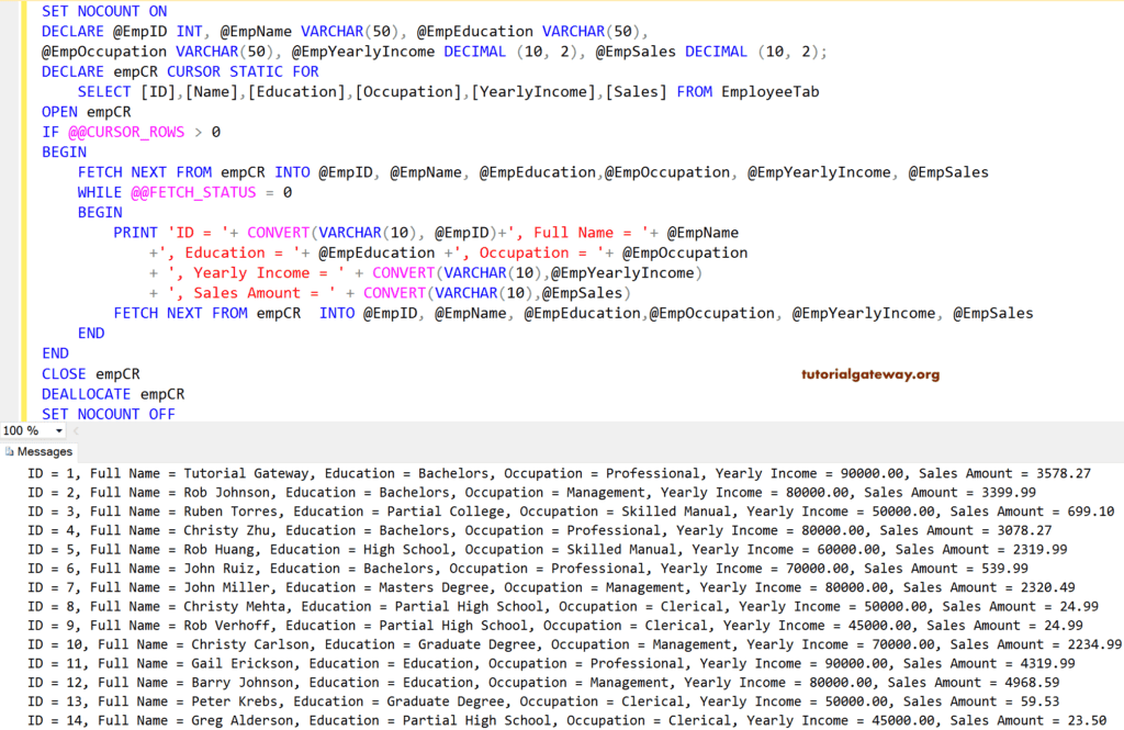 Fetch Next, Close and Deallocate Statements 7
