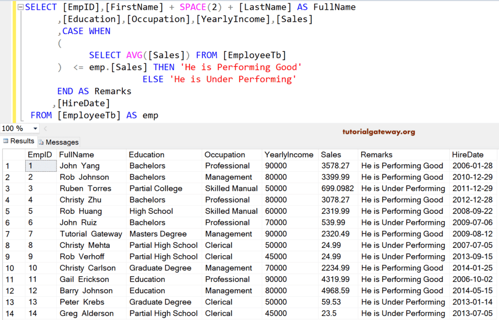 Subquery in Case Statement