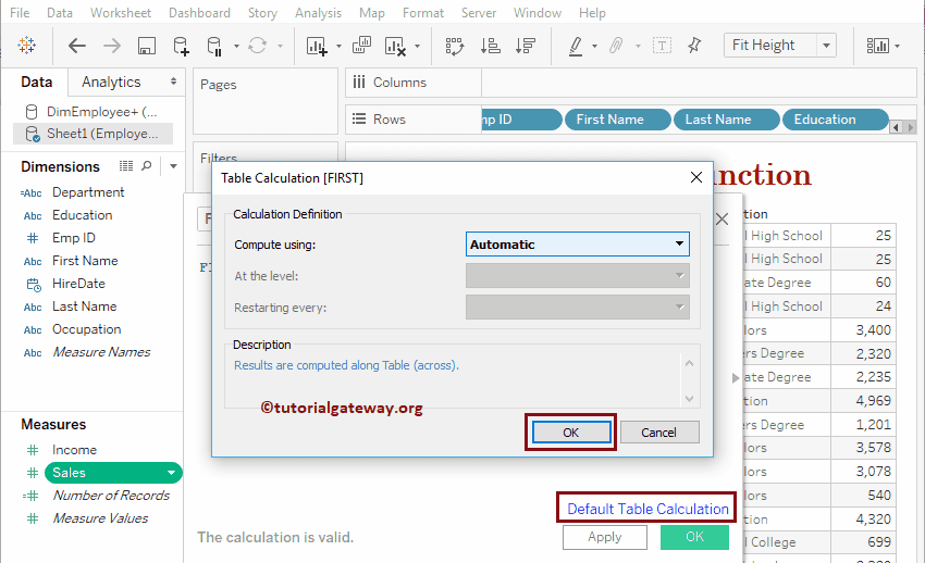 Tableau Table Functions 4