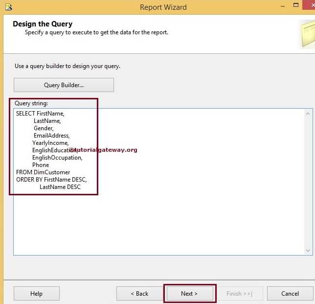 Query to Create Table Using Report Wizard 6