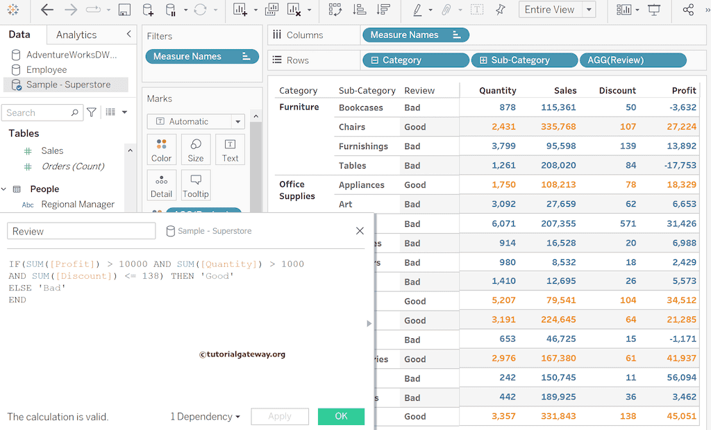 Tableau Logical AND function 1