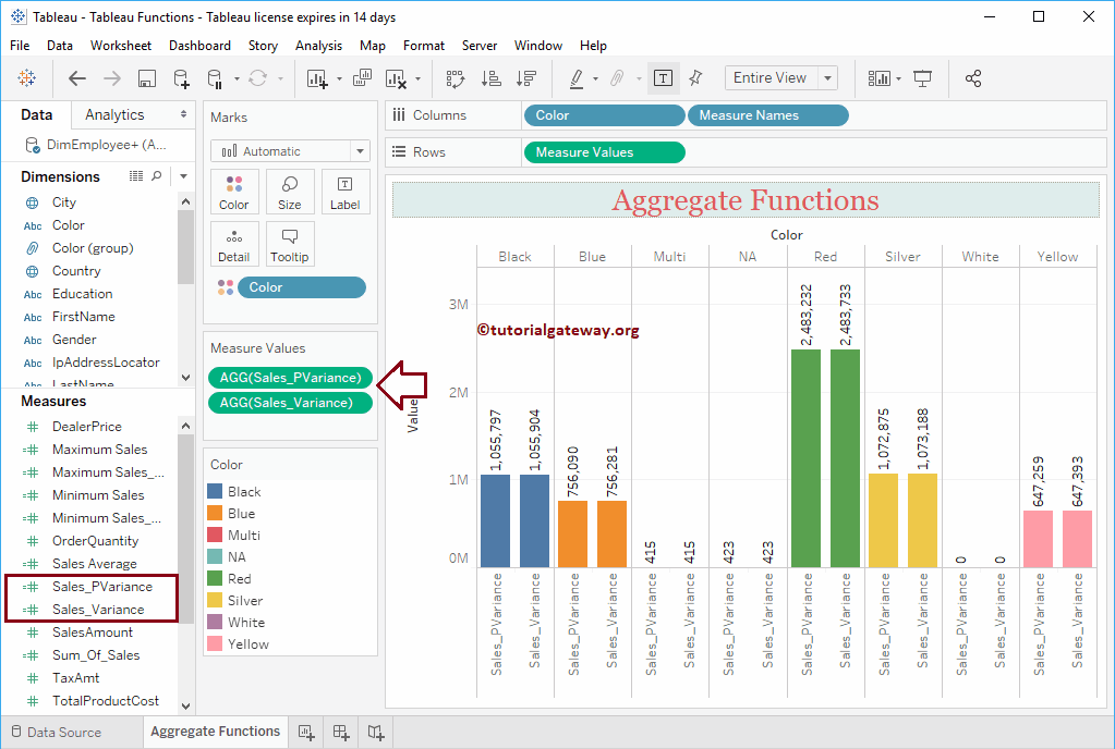 Tableau VAR Function 19