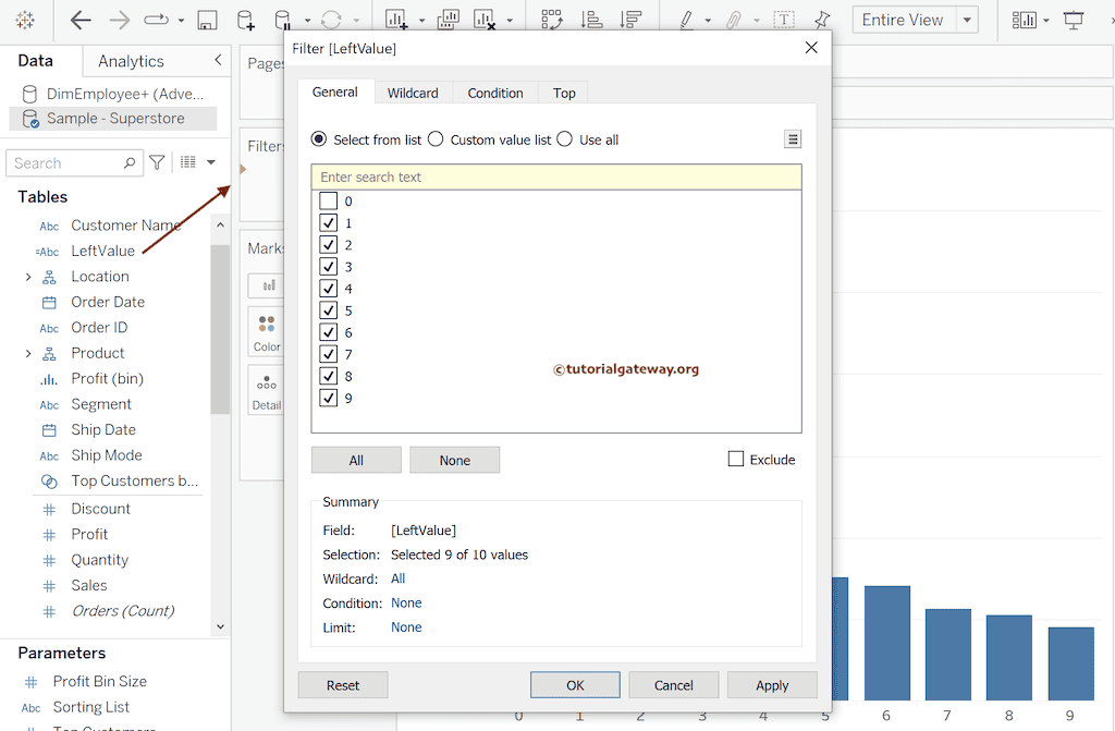 Remove 0s using Filters shelf