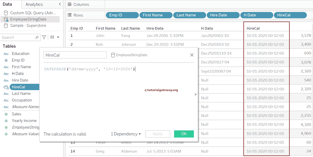 Tableau DATEPARSE Function to Parse Date from a String