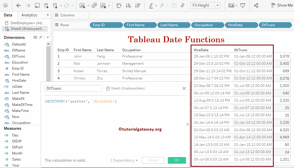 Tableau DateName Function 33