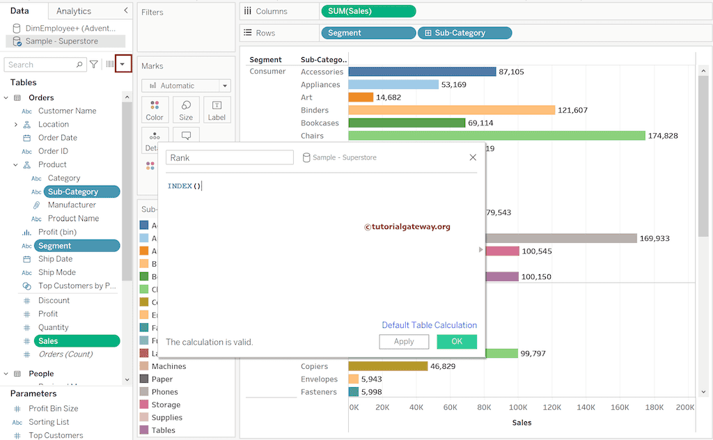 Tableau INDEX Function 1