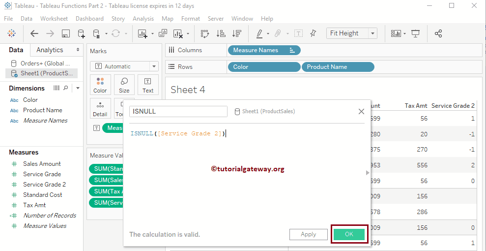 Tableau ISNULL function 12