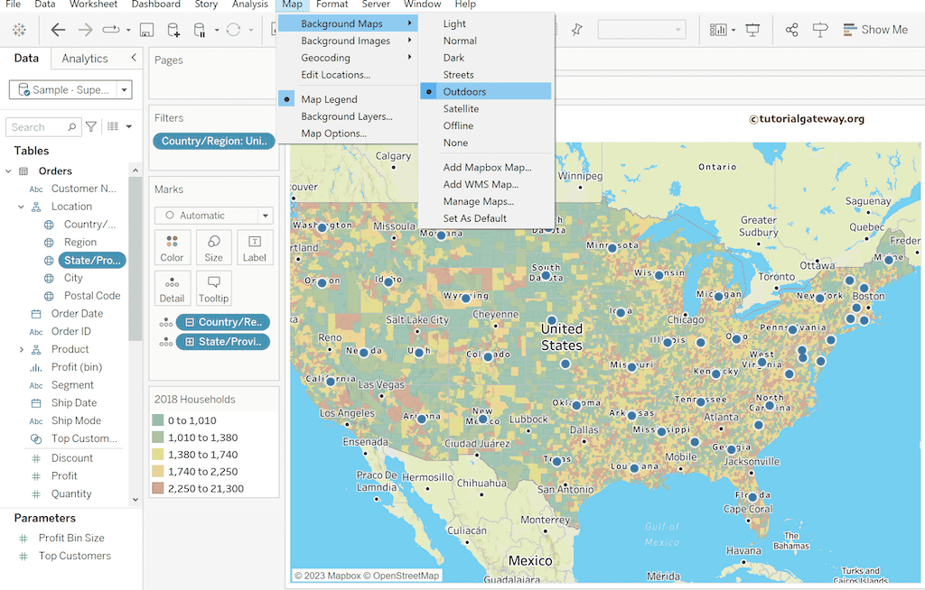 Available Tableau Map Options