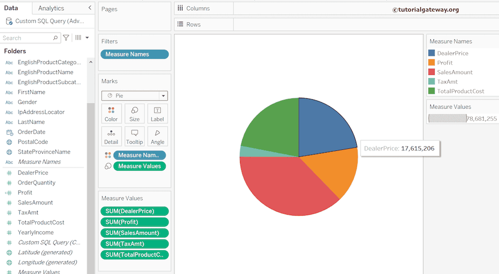 Create Pie Chart Using Multiple Measures 1