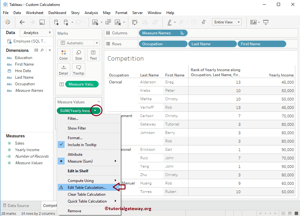 Edit Tableau Rank Calculation Basic 7