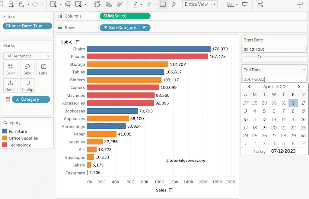 Tableau Start and End Date Filter using Parameter 1