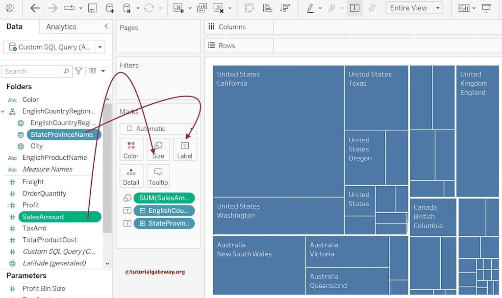 Create a Treemap using Marks Shelf