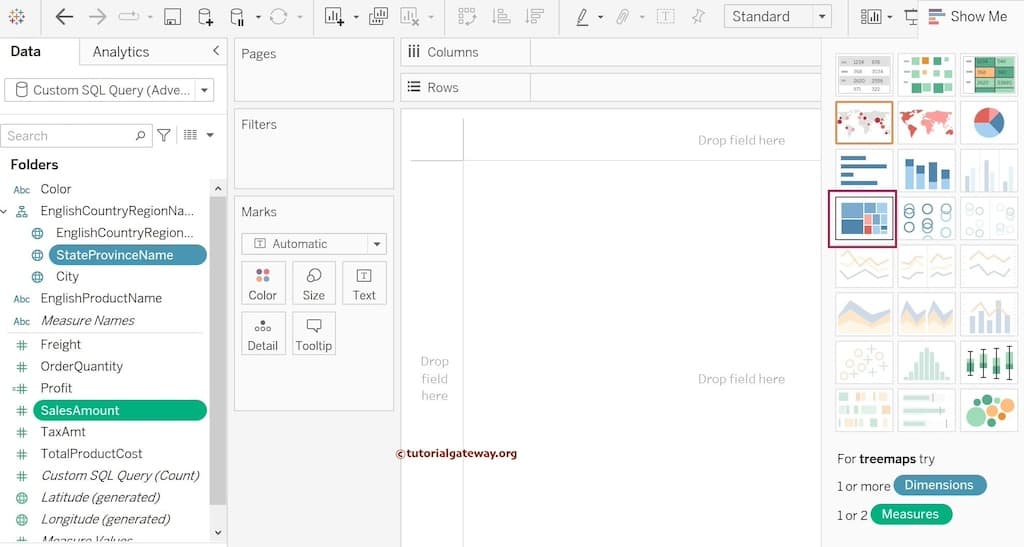 Create a Treemap using Show Me window