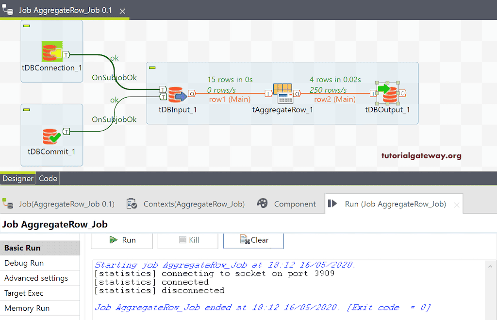 Run the Talend Aggregate Row Job