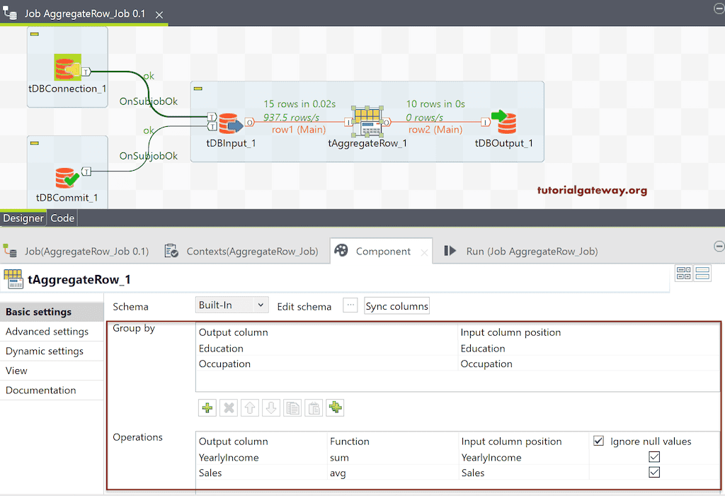 Talend Aggregate Row 16